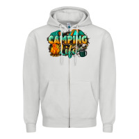 Dove Grey camping life Zipper Hoodie - NancyCooperArtShop