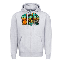 Heather Grey camping life Zipper Hoodie - NancyCooperArtShop