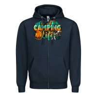 Navy camping life Zipper Hoodie - NancyCooperArtShop
