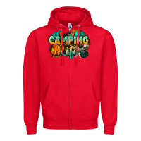 Red camping life Zipper Hoodie - NancyCooperArtShop
