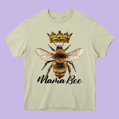 Mama Bee With Crown Heavy Core Tee Designed By Artiststas