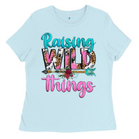 Baby Blue raising wild things Ladies Tee - texasbilliewilder