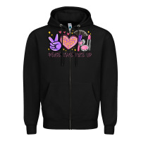 Black peace love make up Zipper Hoodie - MaliasSmallBusiness