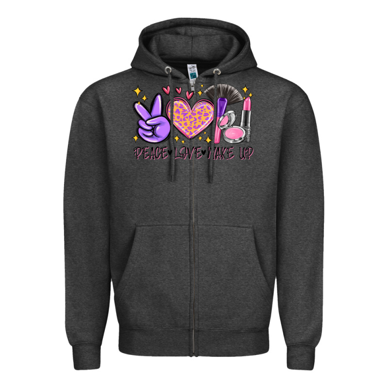 Peace Love Make Up Zipper Hoodie by MaliasSmallBusiness | Teevron
