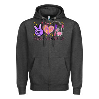 Charcoal Heather peace love make up Zipper Hoodie - MaliasSmallBusiness