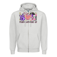 Dove Grey peace love make up Zipper Hoodie - MaliasSmallBusiness