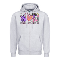 Heather Grey peace love make up Zipper Hoodie - MaliasSmallBusiness