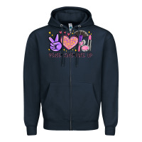 Navy peace love make up Zipper Hoodie - MaliasSmallBusiness