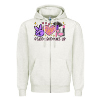Oatmeal Heather peace love make up Zipper Hoodie - MaliasSmallBusiness