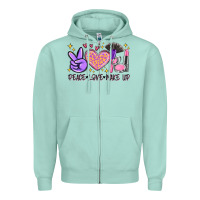 Seafoam peace love make up Zipper Hoodie - MaliasSmallBusiness