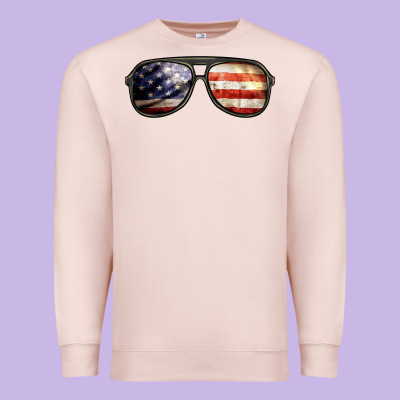 Amerıcan Flag Glasses Premium Sweatshirt Designed By Barkaloodesign