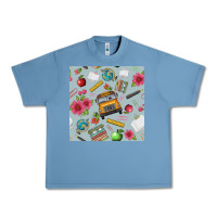 Pebble Blue school bus back to school seamless pattern Urban Heavy Tee - BundleAndBundleShop