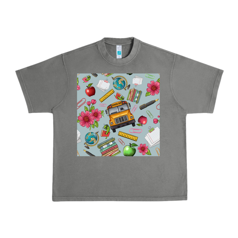 School Bus Back To School Seamless Pattern Urban Heavy Tee by BundleAndBundleShop | Teevron