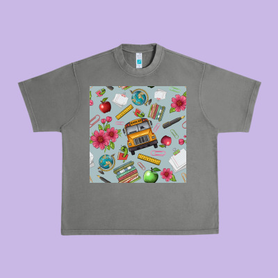 School Bus Back To School Seamless Pattern Urban Heavy Tee Designed By Bundleandbundleshop