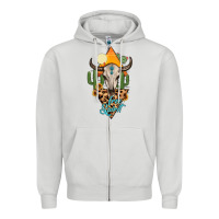 Dove Grey free spirit bull skull Zipper Hoodie - MaliasSmallBusiness