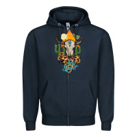 Navy free spirit bull skull Zipper Hoodie - MaliasSmallBusiness