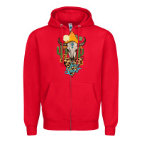 Red free spirit bull skull Zipper Hoodie - MaliasSmallBusiness