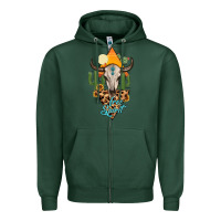 Sports Green free spirit bull skull Zipper Hoodie - MaliasSmallBusiness