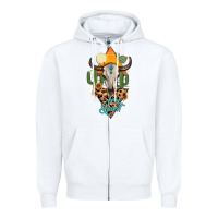 White free spirit bull skull Zipper Hoodie - MaliasSmallBusiness