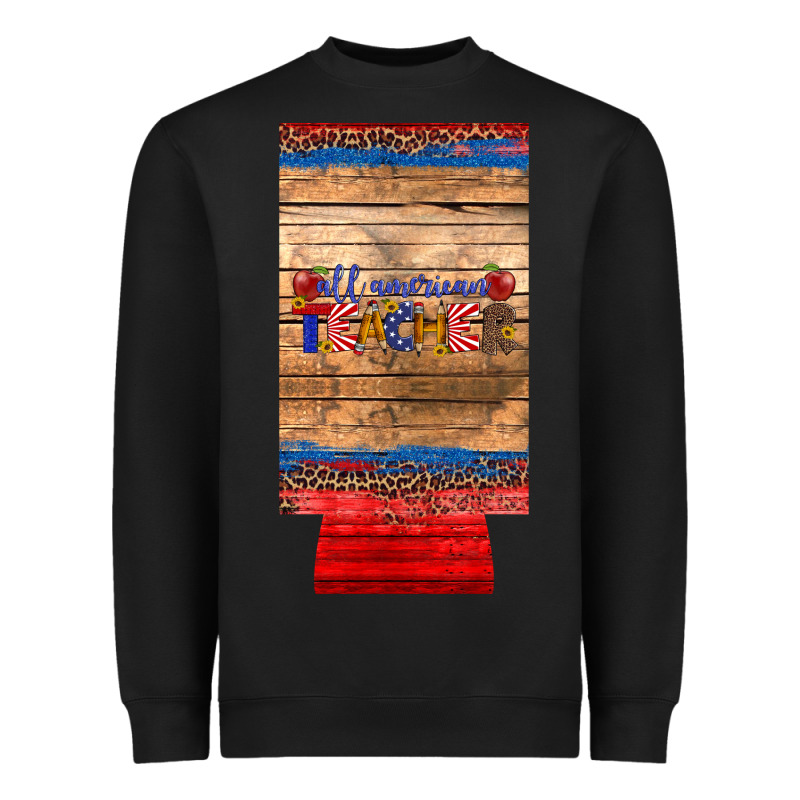 All American Teacher 12 Oz Slim Can Cooler Heavyweight Sweatshirt by Artiststas | Teevron