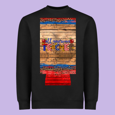 All American Teacher 12 Oz Slim Can Cooler Heavyweight Sweatshirt Designed By Artiststas