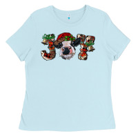 Baby Blue Christmas Joy Heifer Cow Ladies Tee - RanaPortraitStore