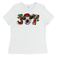 White Christmas Joy Heifer Cow Ladies Tee - RanaPortraitStore