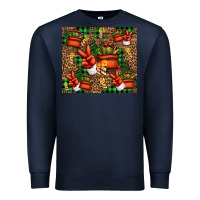 Navy Christmas Santa Claus peace hand Premium Sweatshirt - Jasminsmagicworld