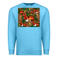 Ocean Blue Christmas Santa Claus peace hand Premium Sweatshirt - Jasminsmagicworld