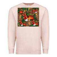 Pale Pink Christmas Santa Claus peace hand Premium Sweatshirt - Jasminsmagicworld