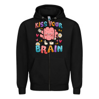 Black kiss your brain Zipper Hoodie - MaliasSmallBusiness