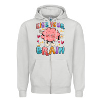 Dove Grey kiss your brain Zipper Hoodie - MaliasSmallBusiness