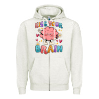 Oatmeal Heather kiss your brain Zipper Hoodie - MaliasSmallBusiness