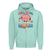 Seafoam kiss your brain Zipper Hoodie - MaliasSmallBusiness