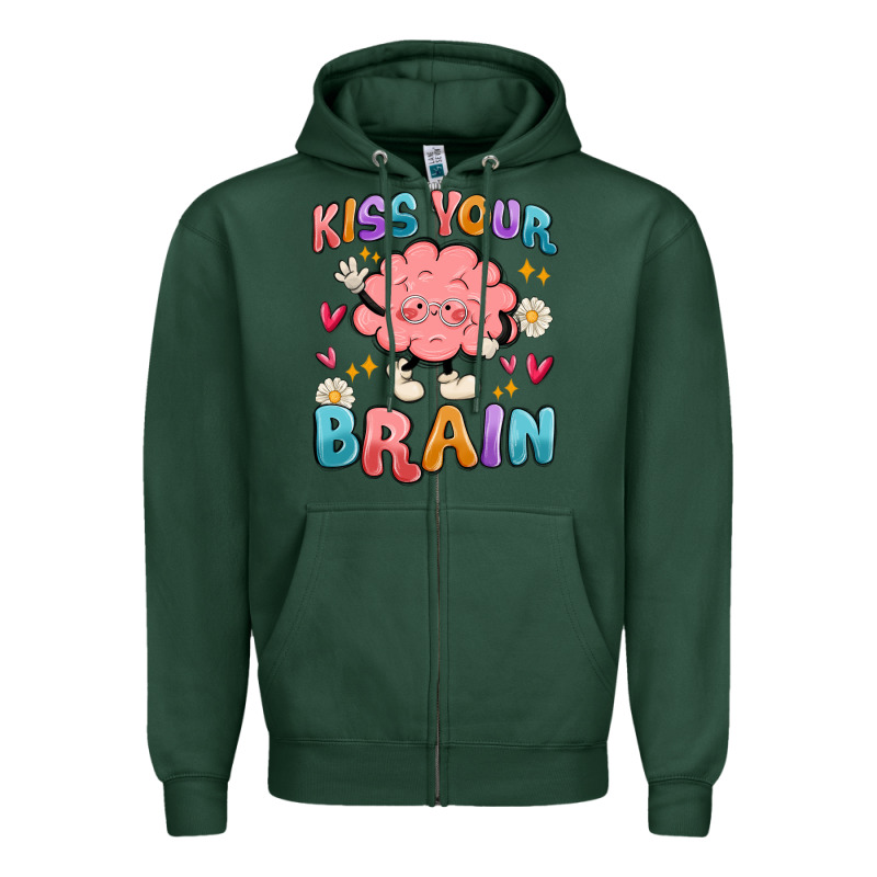 Kiss Your Brain Zipper Hoodie by MaliasSmallBusiness | Teevron