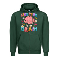 Sports Green kiss your brain Zipper Hoodie - MaliasSmallBusiness
