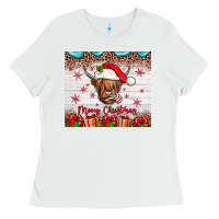 White merry christmas cow Ladies Tee - JahusDesignShop
