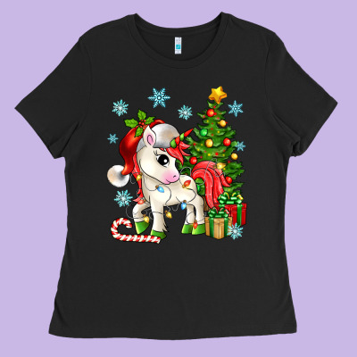Christmas Unicorn Ladies Tee Designed By Zillion Design Studio