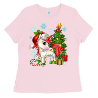Bubblegum Pink Christmas unicorn Ladies Tee - Zillion Design Studio