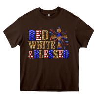 Chocolate Brown red white and blessed Heavy Core Tee - texasbilliewilder