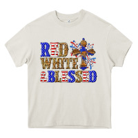 Cream red white and blessed Heavy Core Tee - texasbilliewilder
