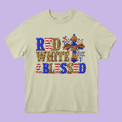 Red White And Blessed Heavy Core Tee Designed By Texasbilliewilder