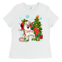 White Christmas unicorn Ladies Tee - Zillion Design Studio