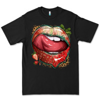 Black strawberry lips with leopard Premium Tee - texasbilliewilder