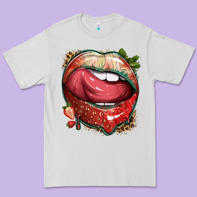 Strawberry Lips With Leopard Premium Tee Designed By Texasbilliewilder