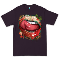 Plum strawberry lips with leopard Premium Tee - texasbilliewilder