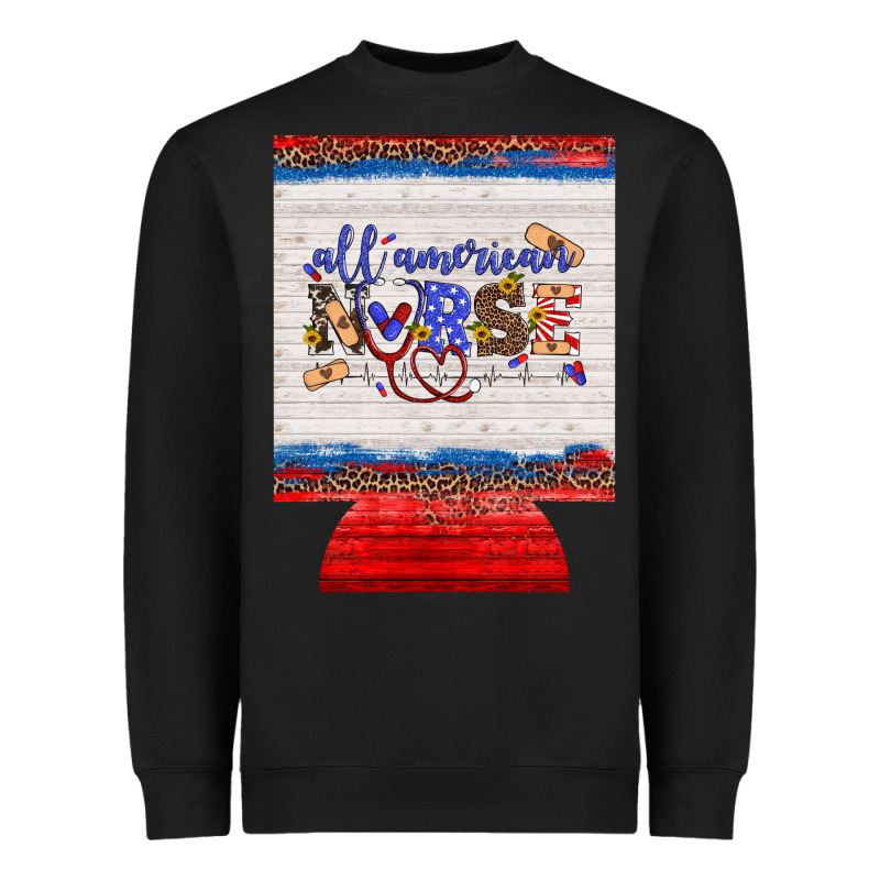 All American Nurse 12 Oz Regular Can Cooler Heavyweight Sweatshirt by Artiststas | Teevron