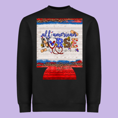 All American Nurse 12 Oz Regular Can Cooler Heavyweight Sweatshirt Designed By Artiststas