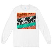 White western turquoise gemstone cowhide  leather tumbler Long Sleeve Tee - Jasminsmagicworld