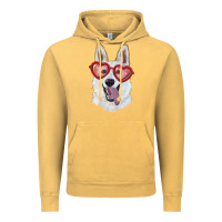 Vintage Mustard White shepherd with love glasses Vintage Hoodie - RanaPortraitStore